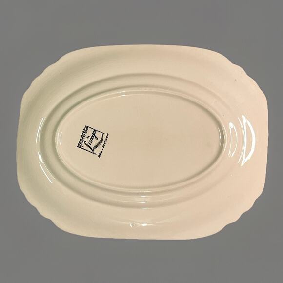 Limoges Peach Blo Ritz Platinum Serving Platter Scalloped Seabring Ohio Vintage - Picture 3 of 6